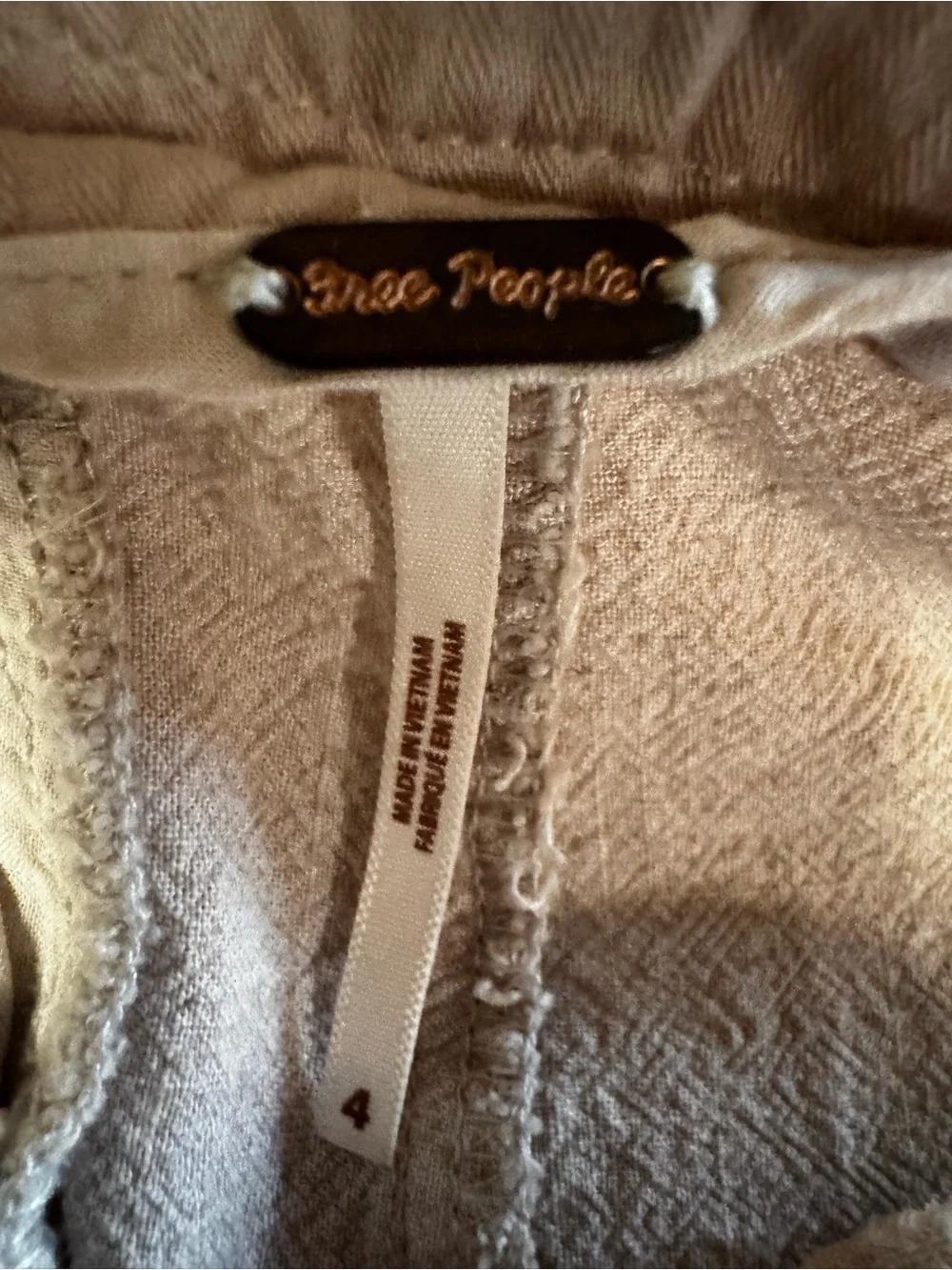 Free People Viscose Linen Relaxed Women’s Trousers Cream Size 4 - Picture 6 of 11